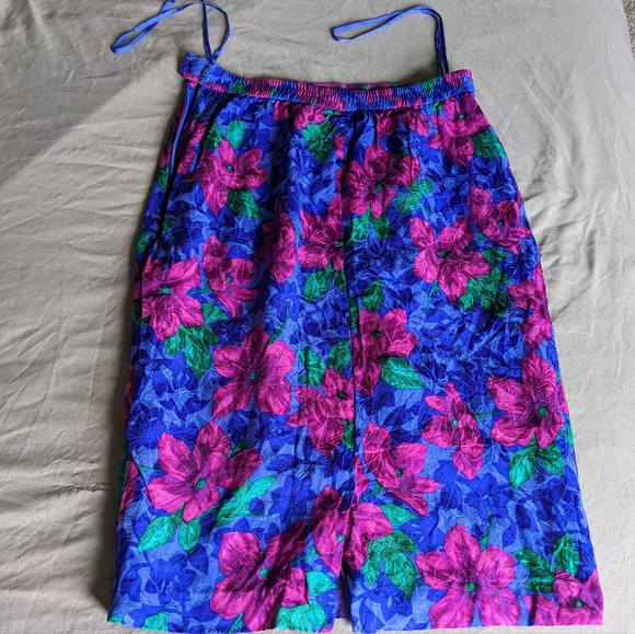 Vintage 100% silk dazzling floral pleated pencil skirt - Picture 7 of 16